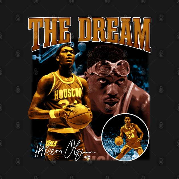 Hakeem Olajuwon The Dream Basketball Legend Signature Vintage Retro 80s 90s Bootleg Rap Style by CarDE