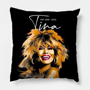 Tina Turner: The Queen of Rock, RIP 1939 - 2023 on a Dark Background Pillow