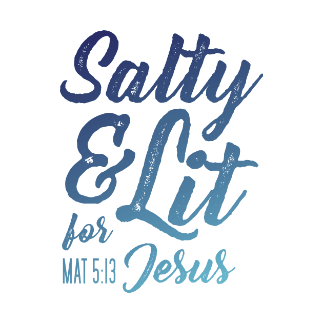 Salty and Lit for Jesus - Gradient Blue Distress by FalconArt