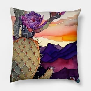 Succulent Watercolor Sunset Pillow