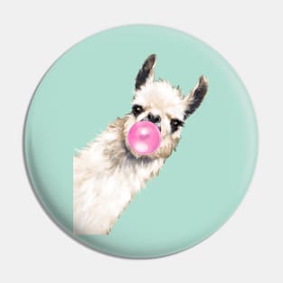 Bubble Gum Sneaky Llama in Green Pin