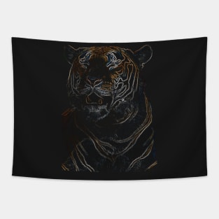 tiger, black shirt, colored tiger Tapestry