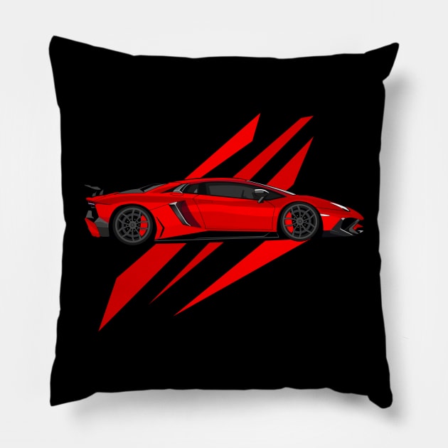 Italian V12 Aventador Gaming Tuning Fan Car Pillow by Automotive Apparel & Accessoires