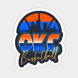 Oklahoma City Basketball Retro 90s Chrome Skyline Magnet