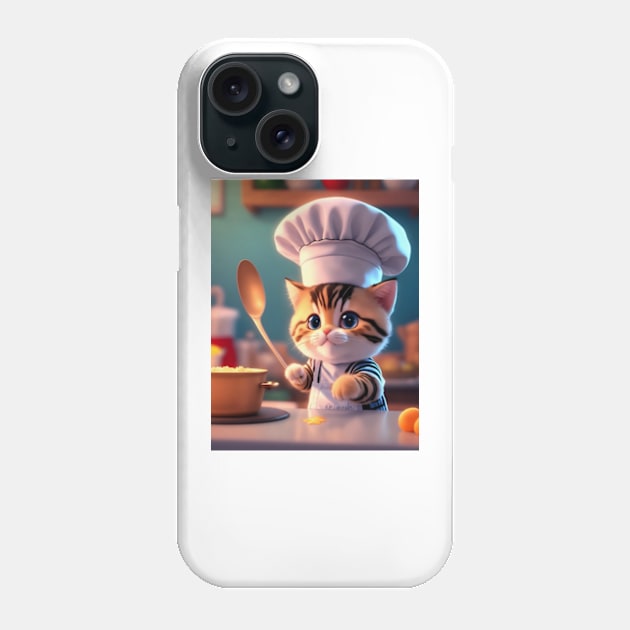 Cute cat in a chef's outfit Phone Case by BrisaArtPrints