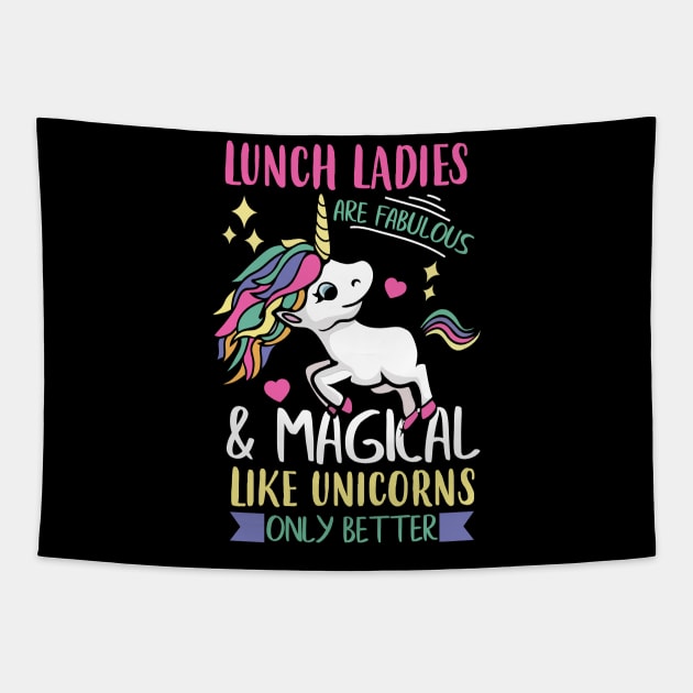 Womens Lunch Lady graphic I Magical School Unicorns Teacher Tapestry by biNutz