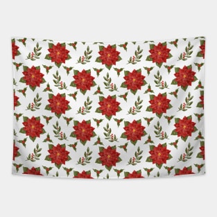 Elegant festive watercolor Christmas floral pattern Tapestry