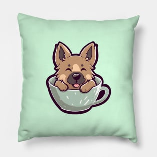 Happy German Shepherd Puppuccino Pillow