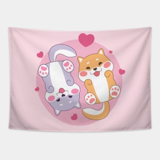 Cute Couple Shiba Inu Tapestry