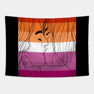 Women Kissing Tapestry