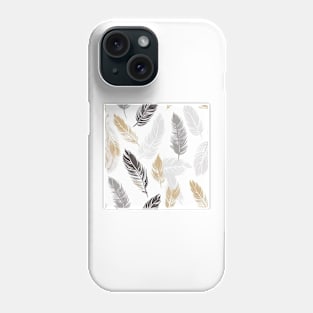 black, gold, white and gray feathers Phone Case