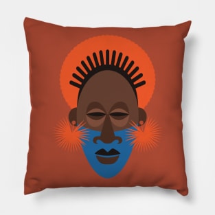 Afrocentric Terracotta Mask Pillow