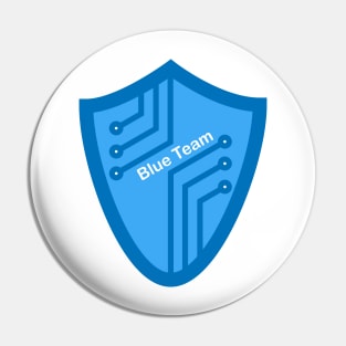 Cybersecurity Blue Team Shield Circuits Gamification Logo Pin