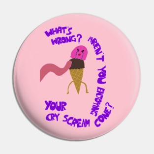 Cry Scream Cone Illustration Pin