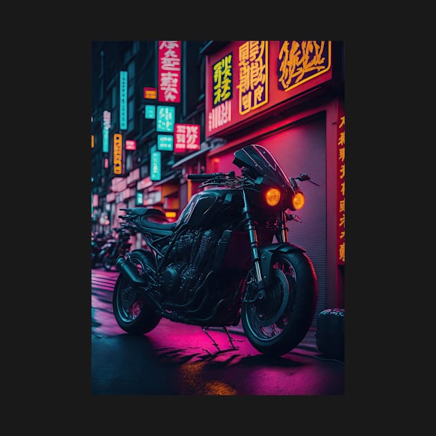 Neon Speedster: Motorcycle Majesty in a Japanese Metropolis by star trek fanart and more