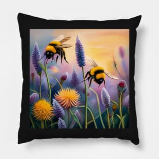 Bumble Bees Flying Pillow