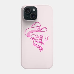 Hot Pink Western Cowboy Hat Skull Smoking Phone Case