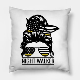 Police Dispatcher Night Shift Thin Gold Line Flag Pillow