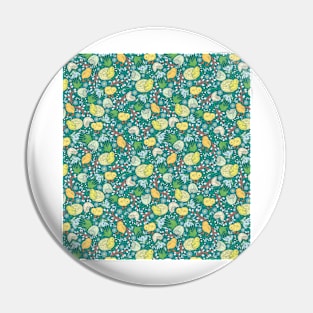 Chickens amount eggshell with snowdrops and willow on blue background Pin