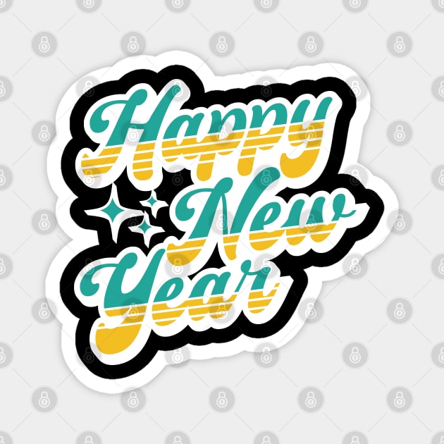 Happy New Year Retro Design Magnet by Mandegraph