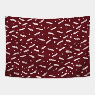 Christmas branches and stars - red and white Tapestry