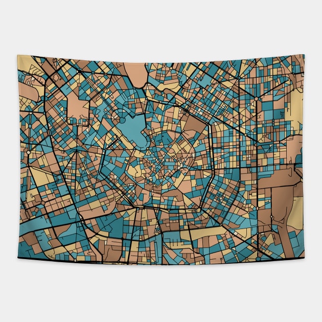 Milan Map Pattern in Mid Century Pastel Tapestry by PatternMaps