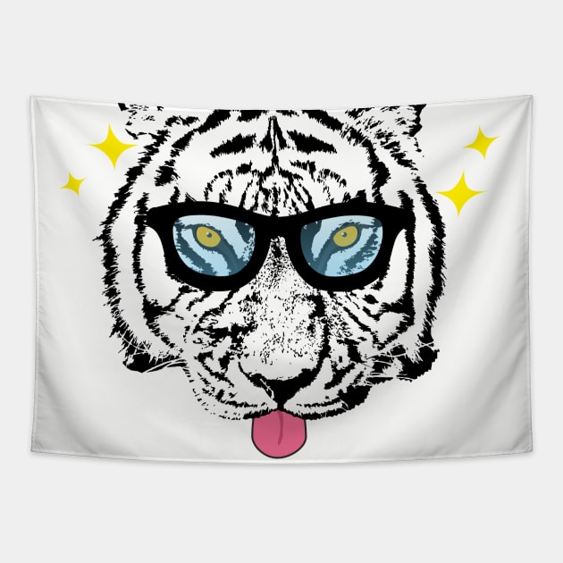 Tongue Out Tiger Tapestry by XOOXOO