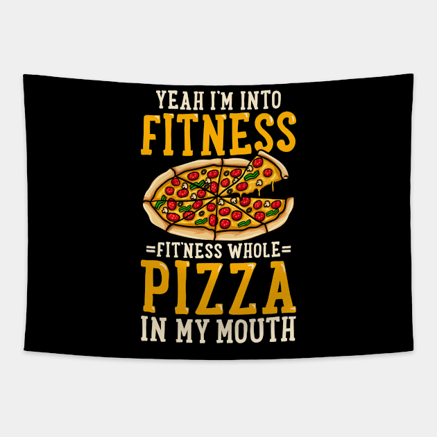 Pizza Fitness Tapestry by KAWAIITEE