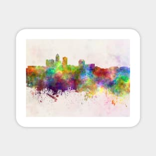 Des Moines skyline in watercolor background Magnet