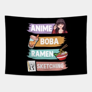 Anime Boba Ramen Sketching Otaku Teen Girls Tapestry