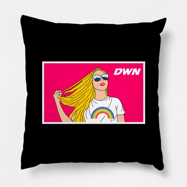 girl with blonde hair and eyeglasses Pillow by WOW DESIGN