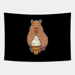 Capybara Vanilla Ice Cream Cone Tapestry