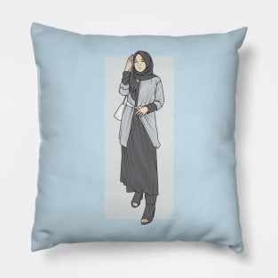 Girl In Gray Jacket Pillow