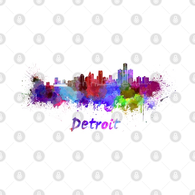 Detroit skyline in watercolor by PaulrommerArt