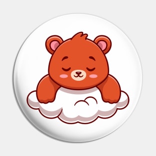 Cute Bear Sleeping On Cloud Cartoon Pin