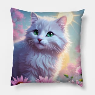 Cat with flowers Pillow