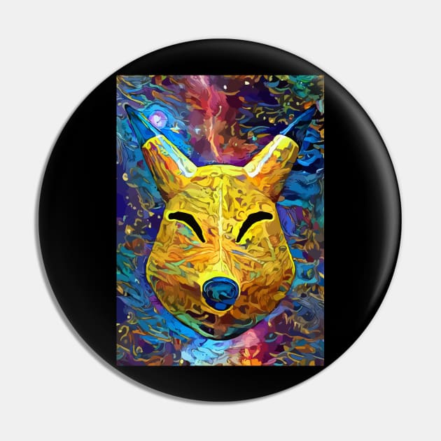 Yellow Fox Mask Pin by hustlart