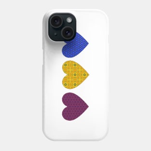 Heart Patterns in Primary Colors Phone Case