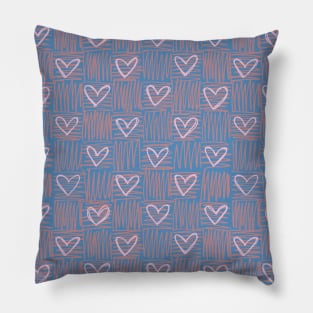 Plaid soft pastel cute pink heart pattern Pillow