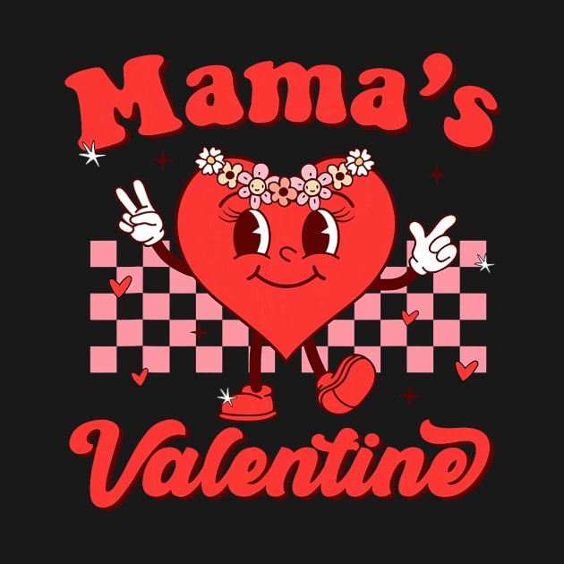 Retro Groovy Mama is My Valentine Cute Heart Boys Girls Kids by Neldy