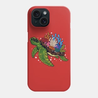 Sea Turtle Coral Illustration Phone Case