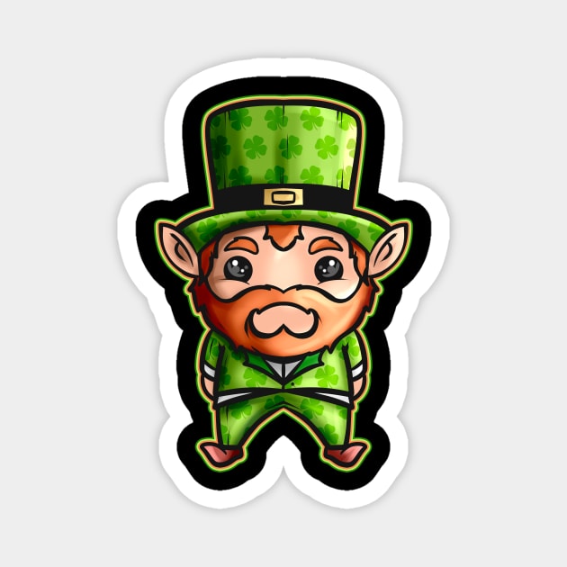 Cute Kawaii Irish Elf With Shamrock Hat For St Patricks Day - St Patriks Day  - Magnet