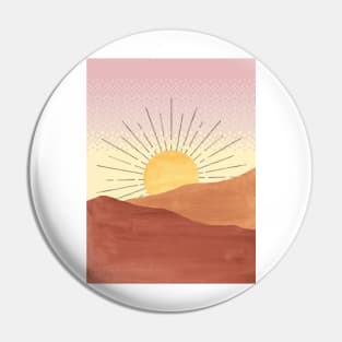 Abstract boho sunrise, pixel art Pin