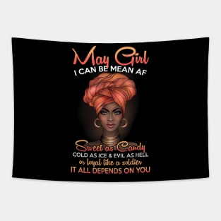 Queens Are Born In May Birthday T-Shirt for Black Women Tapestry