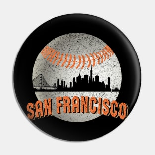 Vintage San Francisco Downtown Skyline Baseball For Game Day Pin