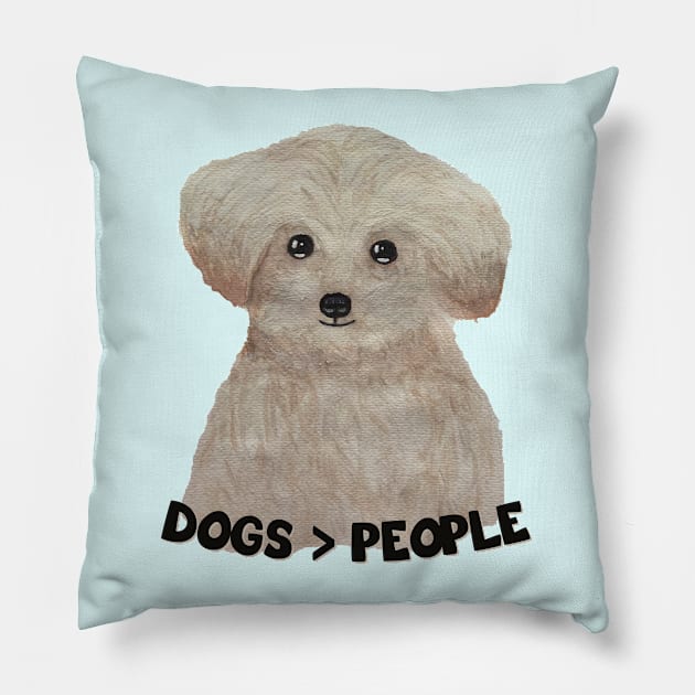 Dogs > people Dogs are grater than people Watercolor cute dachshund puppy Pillow by WatercolorFun