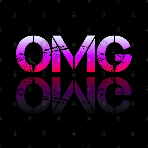 OMG - Graphic Typography - Funny Humor Sarcastic Slang Saying - Pink Gradient by MaystarUniverse