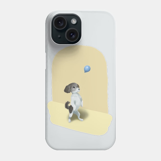 小花狗与蓝色气球Little flower dog and blue balloon Phone Case by take a book