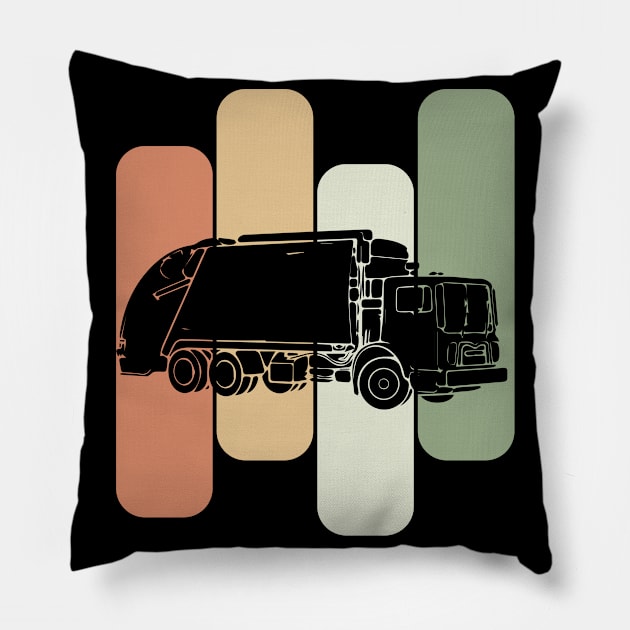 Vintage Garbage Truck Driver Trash Pillow by DesignatedDesigner