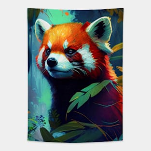 Red Panda Animal Portrait Painting Wildlife Outdoors Adventure Tapestry